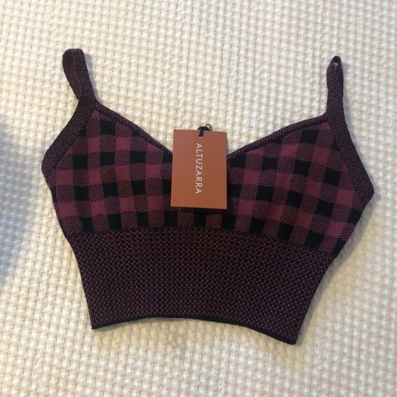 ALTUZARRA Tyler Gingham Crop Bralette - Picture 3 of 12